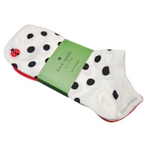 kate spade white polka dot low cut socks with red ladybug 3pk